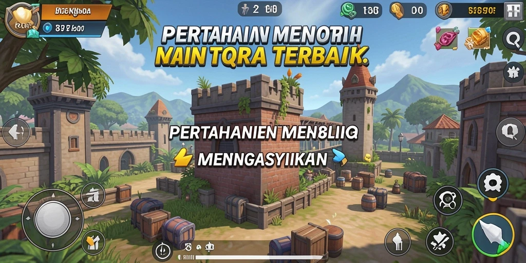 Screenshot gameplay 8QR menampilkan aksi pertahanan menara yang seru.