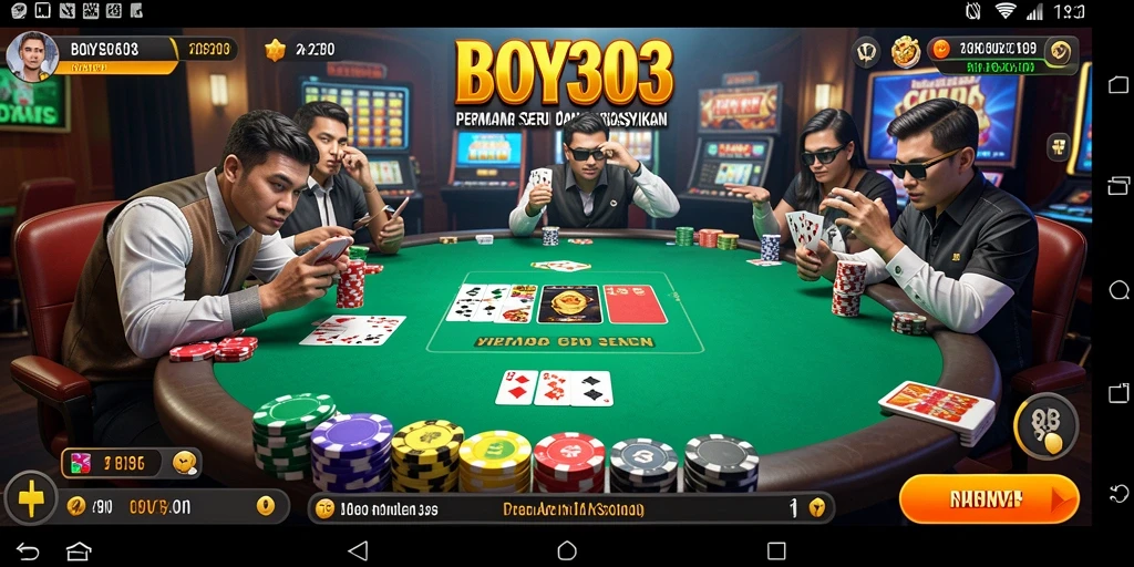 Tampilan utama gameplay poker yang seru di BOY303.