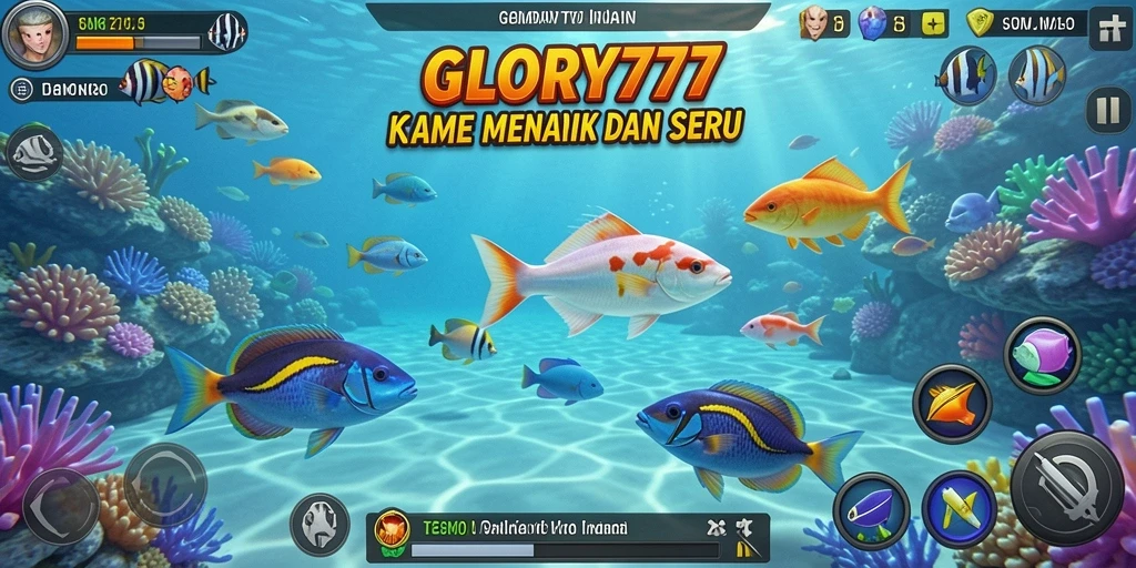 Tampilan gameplay GLORY777 menampilkan aksi tembak ikan yang seru.