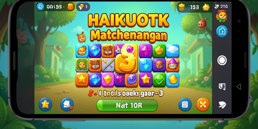 Tangkapan layar utama HAIKUOTK menampilkan gameplay Match-3 yang seru dan mengasyikkan.