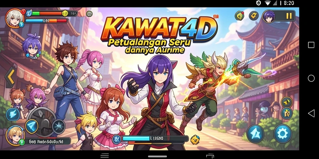 Tampilan seru gameplay KAWAT4D dengan karakter anime menarik.