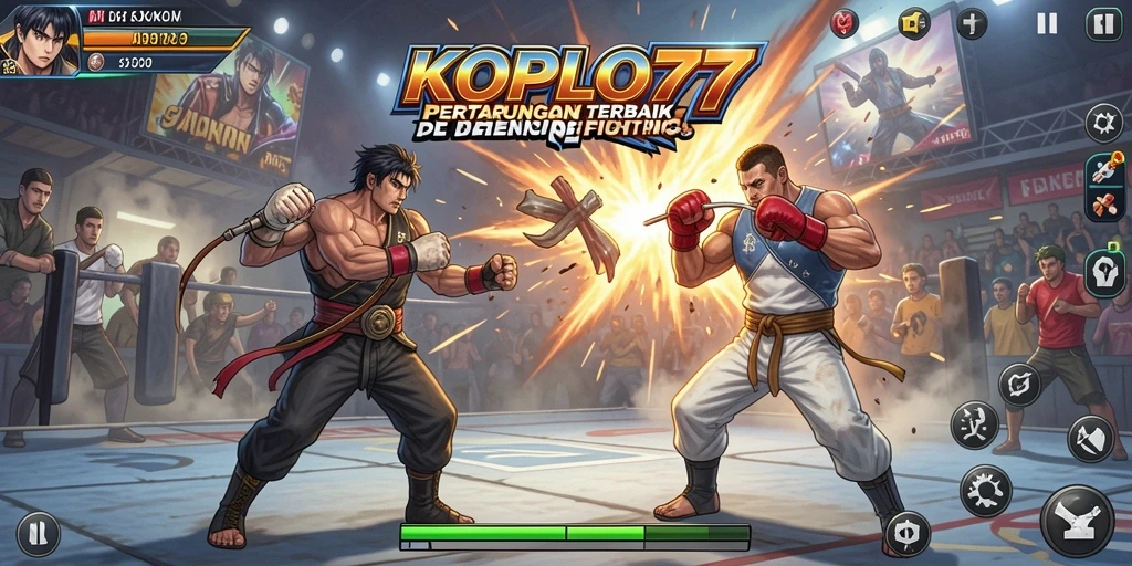 Screenshot gameplay KOPLO77 menampilkan pertarungan seru antara karakter.